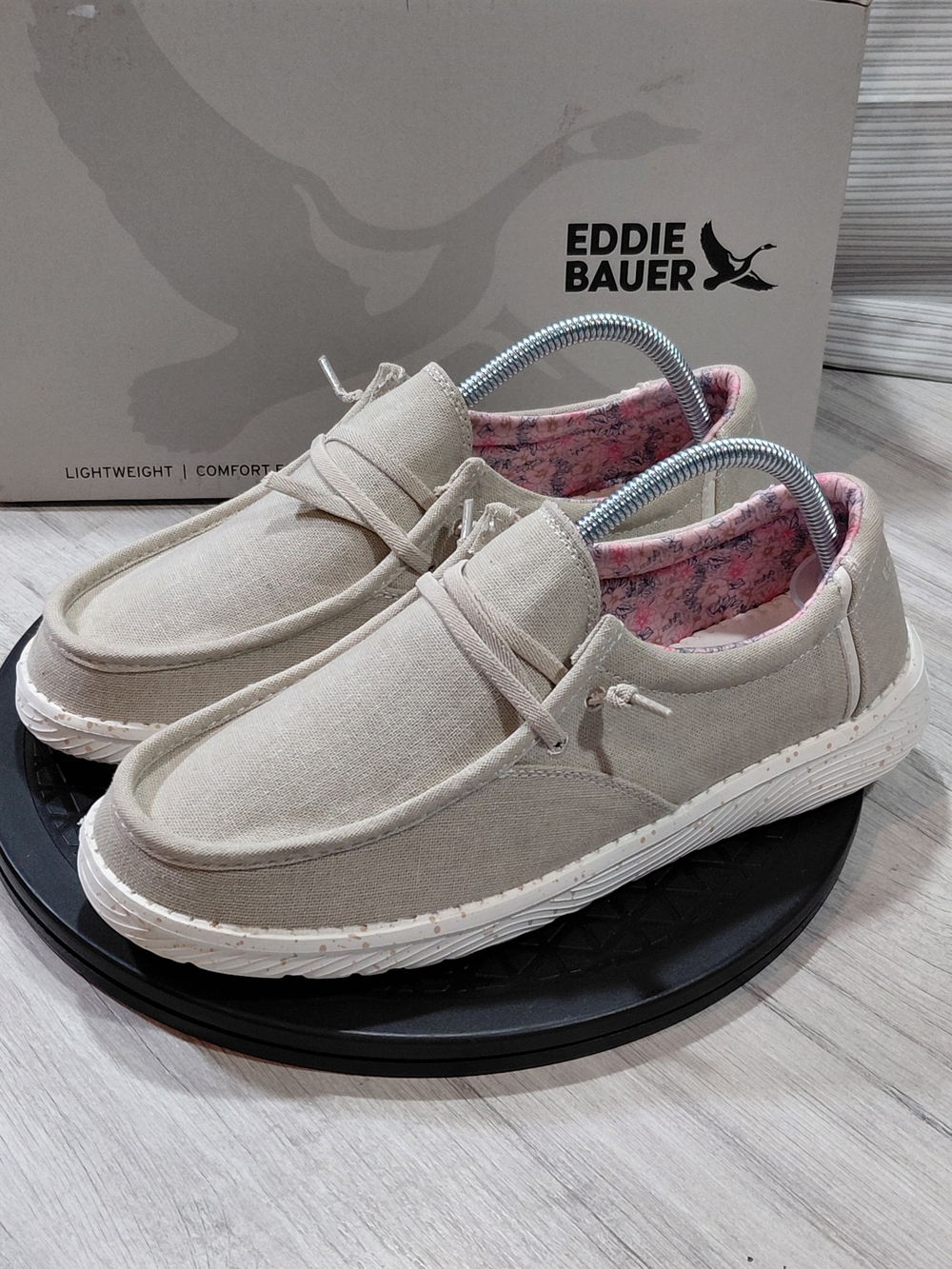 NWT Eddie Bauer Womens Casual Canvas Slip-On Shoes — Taupe SIZE 10